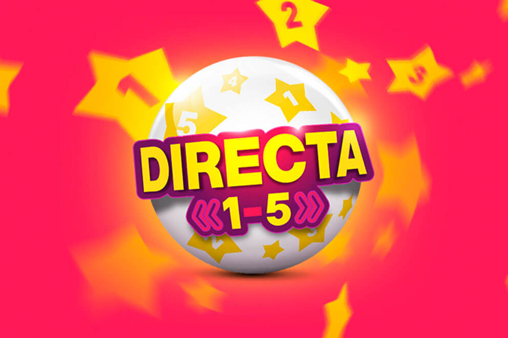 Imagen con el logotipo de la lotería Tris en el centro, con el nombre «Directa» escrito en el centro y estrellas con números en explosión saliendo del centro hacia fuera de la foto.
